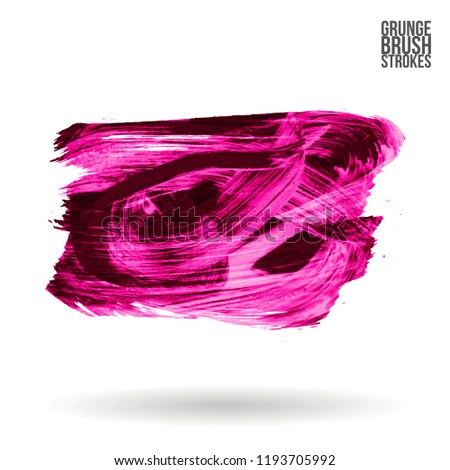Pink brush stroke and texture. Grunge vector abstract hand - painted element. Underline and border design.