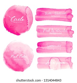 Pink brush stroke watercolor on white background. Vector illustration.