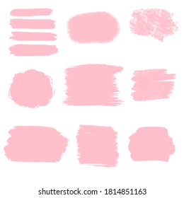 Pink brush strokes set vector illustration.
