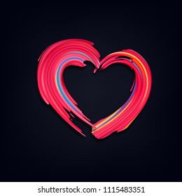 Pink Brush Strokes. Vector Grunge Shape of Heart. Background Concept for Valentines Day, Love and Weddings