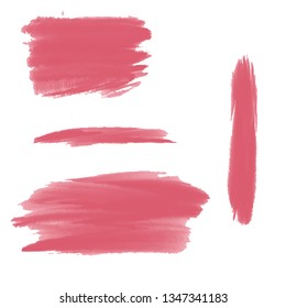 Pink brush strokes.  Vector illustration isolated on white background.