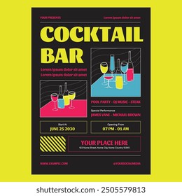 Pink Brutalism Cocktail Bar Flyer
