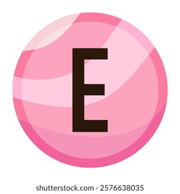 Pink Bubble Alphabet Letter ‘E’ Vector Illustration with Sweet Gradient Effect, Perfect for Valentine’s Day-Themed Designs, Creative Posters, and Romantic Typography Projects