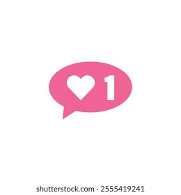 Pink bubble Button Like Icon Vector design. Illustration Love social media feed. one like.