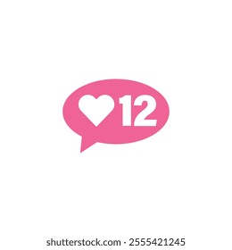 Pink bubble Button Like Icon Vector design. Illustration Love social media feed. twelve likes