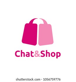 Pink Bubble Chat and Shop Bag logo design inspiration