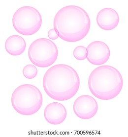 Pink Bubble Gum Isolated On White Background Vector Illustration. Transparent Pink Balls Isolated On White Background.