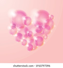 Pink bubble heart saint valentine's day