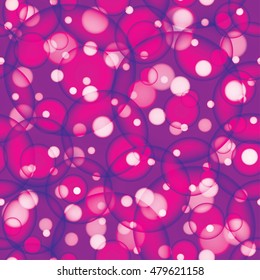 Pink bubble seamless pattern. Bokeh background. Abstract decorative pink pattern. Holiday design