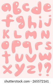 Pink bubble shaped lower case alphabet set