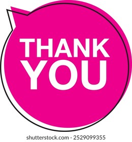 pink bubble with words Thank you black color, thank you words vector illustration, isolated on white background.