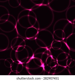 Pink bubbles / circles / rings on dark background (seamless background) 