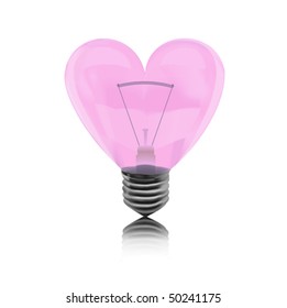 Pink Bulb in the form of heart(vector)