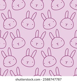 pink bunnies on pink background seamless pattern 