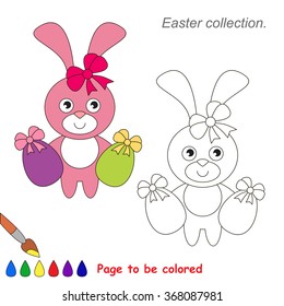 Pink Bunny to be colored. Game for kids.