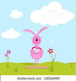 Pink bunny with big heart