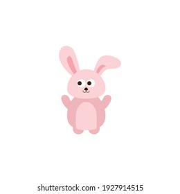 Pink bunny cartoon vector on a white background