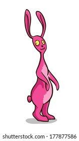  Pink bunny with crazy eyes. Vector Illustration