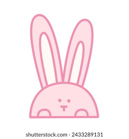 Conejito rosa, personaje lindo, ilustración vectorial