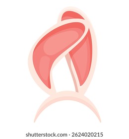 Pink bunny ears headband standing up on white background, simple cartoon vector illustration