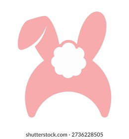 A pink bunny ears headband with a white flower centerpiece