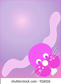Pink bunny face,purple and pink hue background.