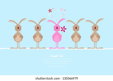 Pink bunny with flower