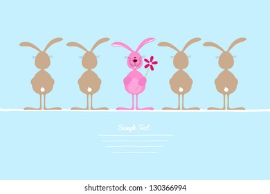 Pink bunny with flower