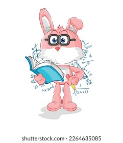 the pink bunny geek cartoon. cartoon mascot vector