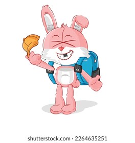 the pink bunny goes to school vector. cartoon character