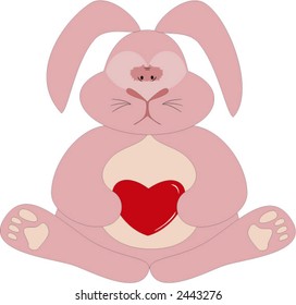 pink bunny with heart
