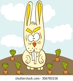 Pink bunny holding an empty sign