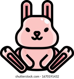 Pink bunny, illustration, vector on white background.