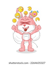 the pink bunny laugh and mock character. cartoon mascot vector