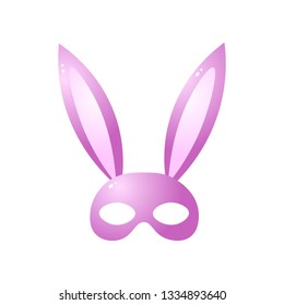 Pink bunny mask for role games isolated on white background