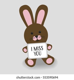 Pink bunny with message I miss you
