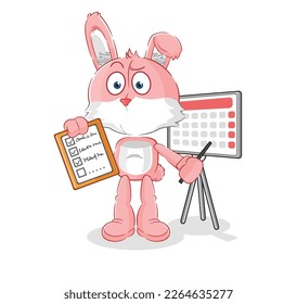 the pink bunny schedule list vector. cartoon character