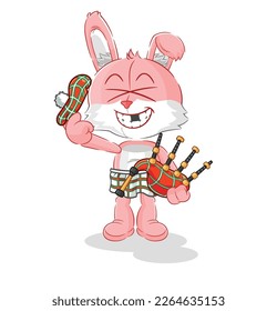 the pink bunny scottish with bagpipes vector. cartoon character