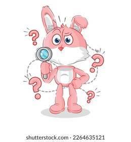 the pink bunny searching illustration. character vector