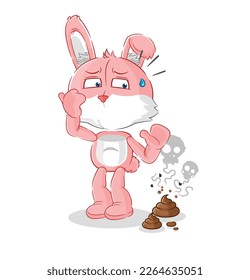 the pink bunny with stinky waste illustration. character vector