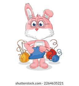 the pink bunny tailor mascot. cartoon vector