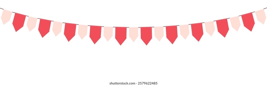 Pink bunting, design elements for decoration of greetings cards, invitations etc. Vector illustration.