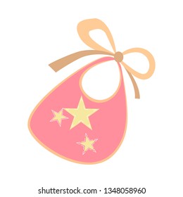 Pink burb cloth illustration. Bib, bodysuit, newborn. Newborn concept. Vector illustration can be used for topics like child, children stuff, toy market