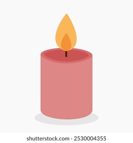 Pink burning candle vector illustration isolated on white background