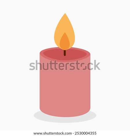 Pink burning candle vector illustration isolated on white background