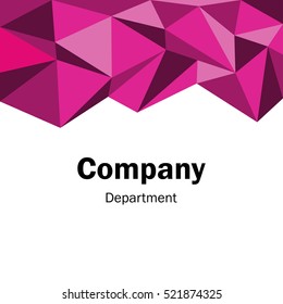 Pink Business Abstract Template Background. Geometric Triangular or Polygonal Structures. Layout for Presentation. Vector Illustration.