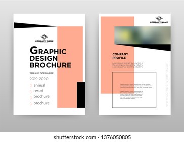 Pink business brochure flyer design. Multipurpose abstract brochure template with cover & back pages. Geometric frame leaflet vector design. Annual report presentation. Vertical A4 format.