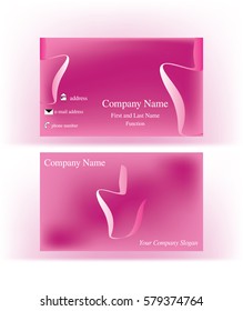 Pink business card with abstract perfume bottle logo symbol