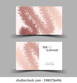 Pink business card design, Contact card for company. Two sided. Vector illustration. 