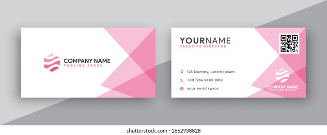 pink business card design. modern double sided business card design concept , clean and modern style